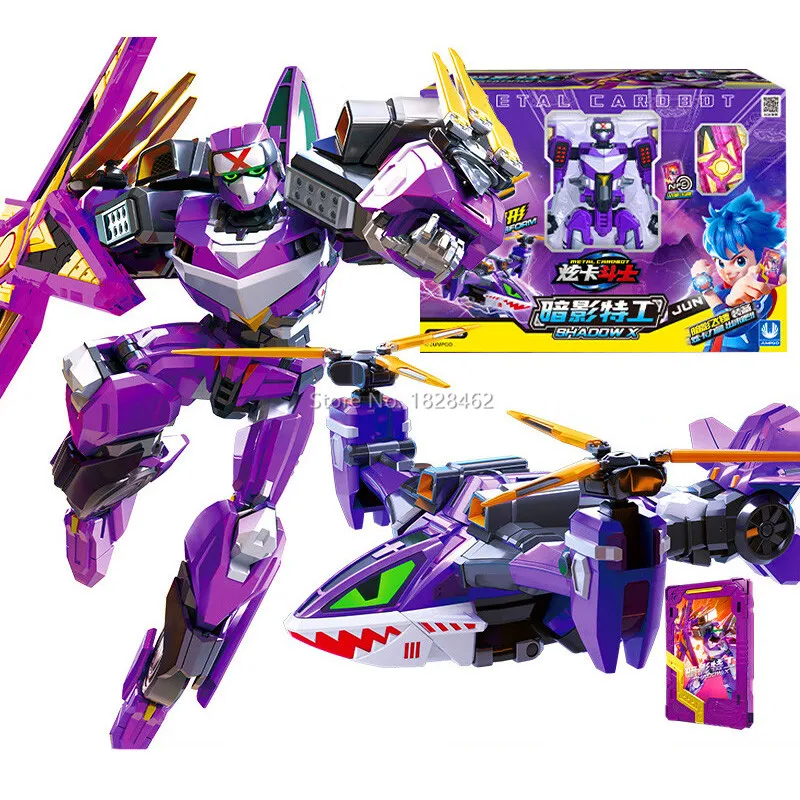 新しいメタルカードボット変換ロボットに車のアクションフィギュア