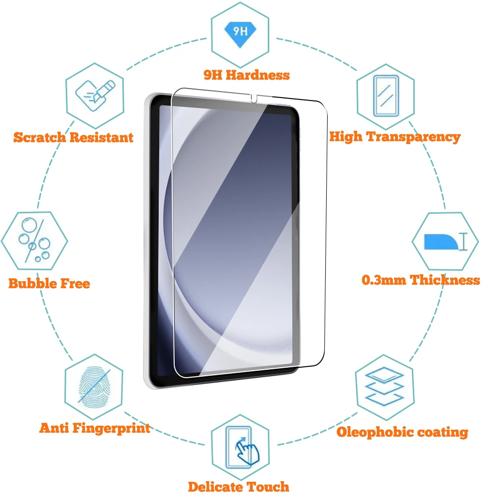 2pack Screen Protector Tempered Glass For Samsung Galaxy Tab S9 Fe 10.9 12.4 Ultra A9 Plus 9H Protective Film 3