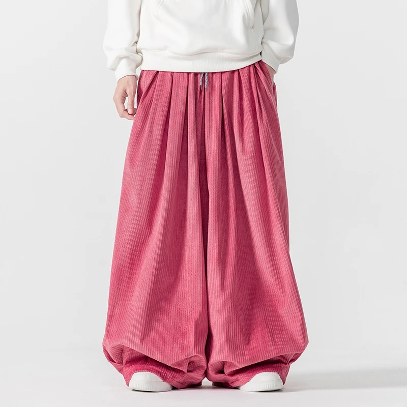 Corduroy Men Haren Pants Loose Sweatpants Wide Leg Pants Male Harajuku Embroidery Trousers Jogger Casual Pants Men Streetwear 4