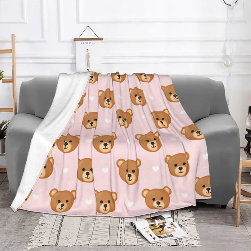 

Cute Cartoon Bear Animal Blankets Velvet Spring Autumn Pink Multifunction Warm Throw Blanket for Home Couch Bedding Throws