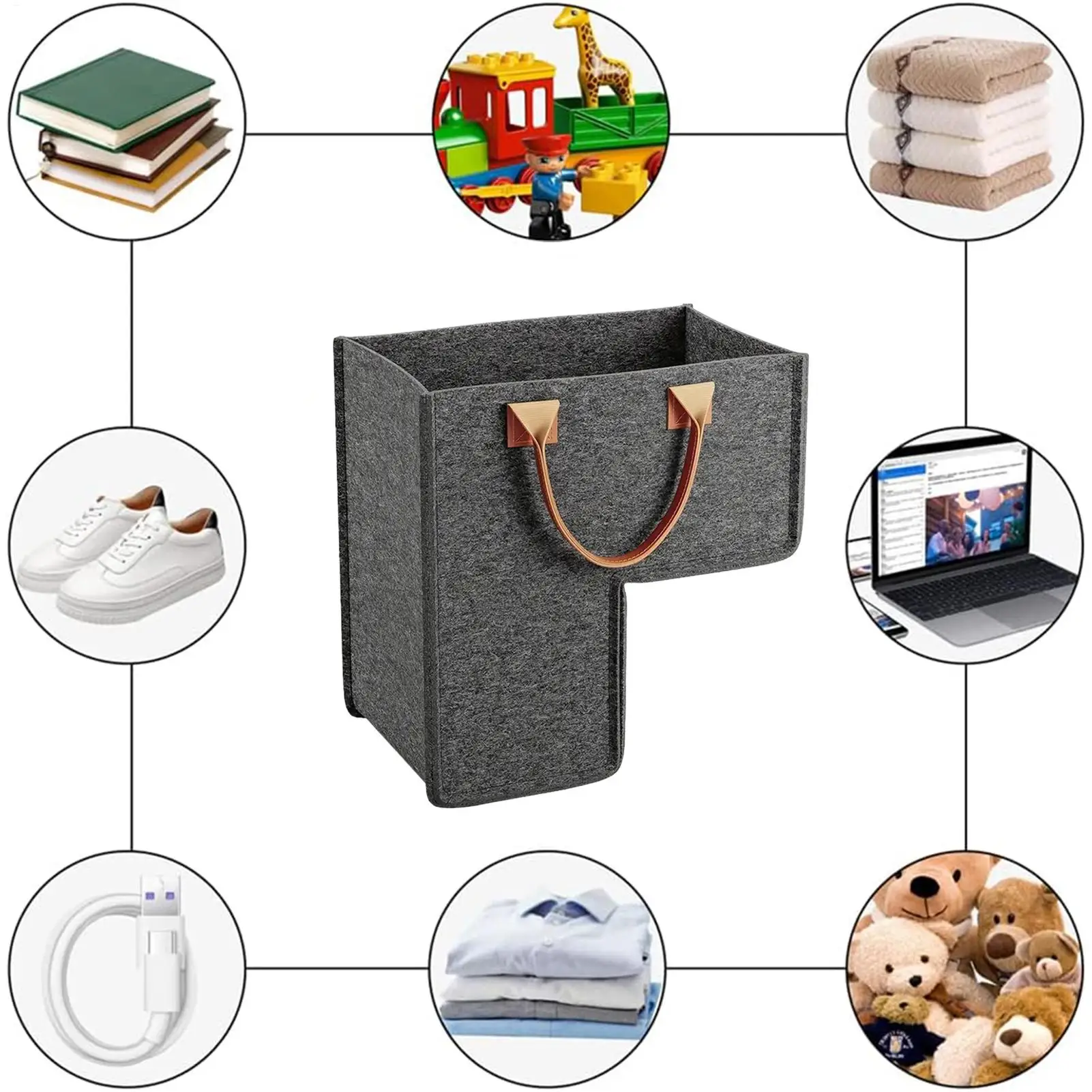 Staircase Basket Sturdy Stair Basket Storage Organizer Portable Multi-Functional Space-Saving L Shape Organizer for Homes