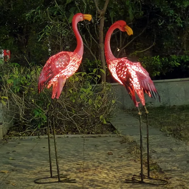 Kreatív Dekorációk Vas Kézműves Flamingo Szobrok Kerti Dekoráció Erkély Udvari Park Bevásárló Ablak Tereprendezés Esküvő - Image 2