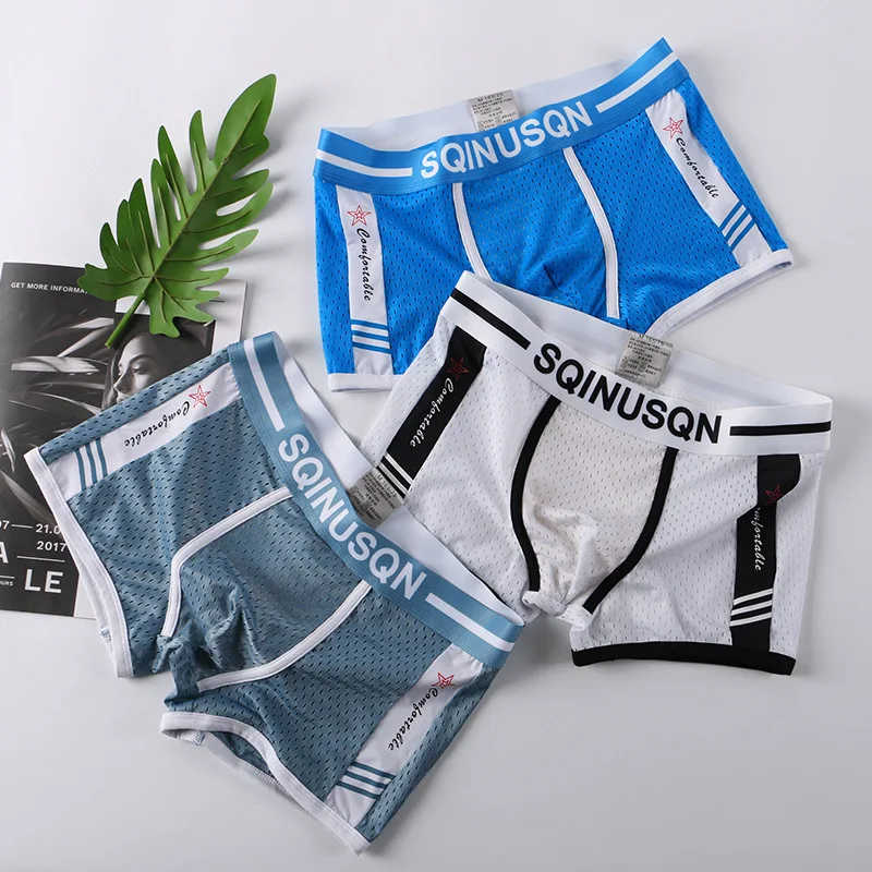 US Men Smooth Breathable Ice Silky Boxer Briefs Underwear Long