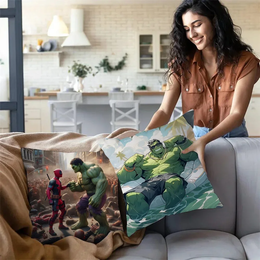 The Incredible Hulk 2 Cartoon Pillow Covers Sofa Decorative Home Double-sided Printing Short Plush Cute Cushion Cover