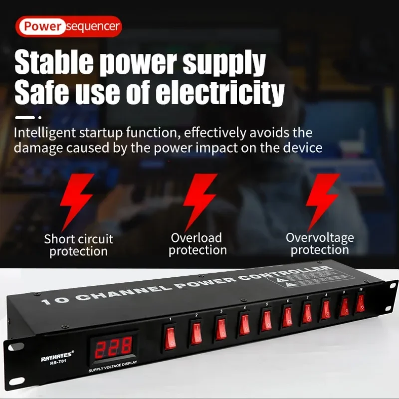 RAYHAYES RS-T01 Professional Audio Power Sequencer Switch 10
