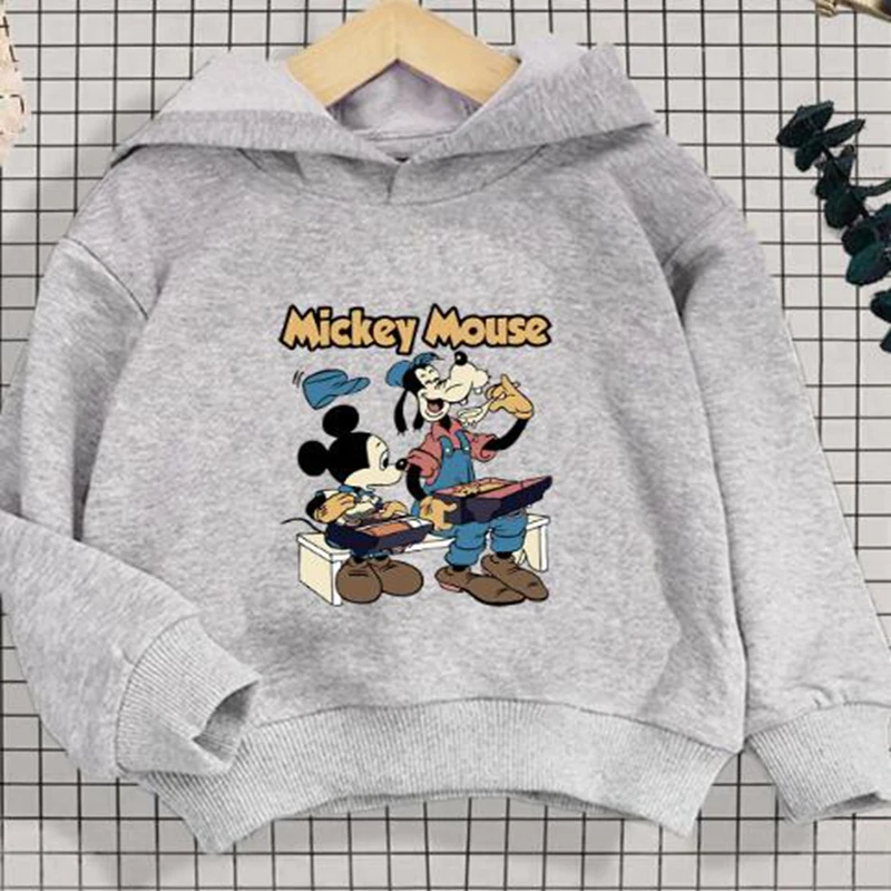 Kids Girls Autumn Spring Clothes Long Sleeve Hoodies Sweatshirt Baby Boys Cartoon Mickey Mouse Minnie Donald Pajama Tops Outfit