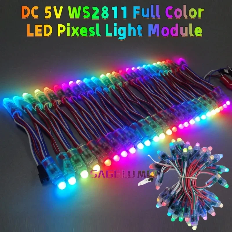 50/100pcs DC5V RGB WS2811 Led Pixel Module 12mm Digital Independently Addressable Full Color String Light Waterproof IP65