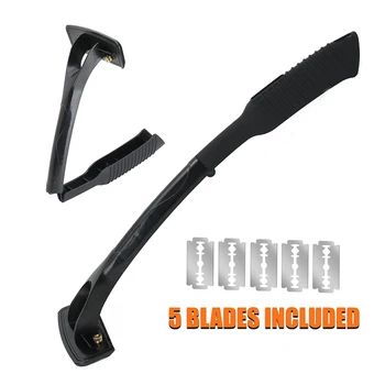 Rasoi per la rasatura degli uomini Rasoio per la schiena Coltello da barba Sicurezza Manico lungo Pieghevole Corpo Capelli posteriori Gamba Rasoio per la schiena Strumento per la depilazione 1