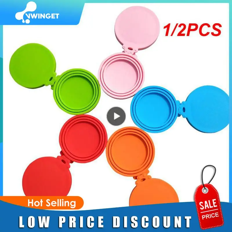 

1/2 шт. многоразовая силиконовая крышка для пищевых продуктов 3 в 1, жестяная крышка для хранения собак и кошек, герметичная крышка, товары для домашних животных, подходит для 65/75/85 мм