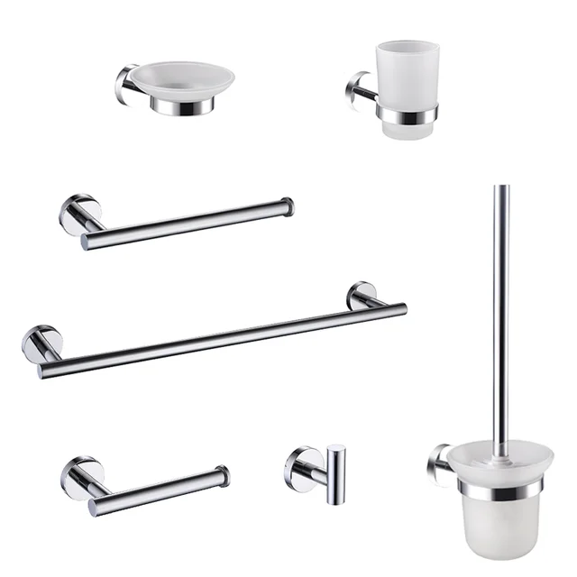 ชั้นวางติดผนังโครเมียมคุณภาพสูงแบบมันเงา อุปกรณ์ห้องน้ำ ที่แขวนกระดาษชำระ ราวแขวนผ้าเช็ดตัว ราวแขวนเสื้อผ้า 1