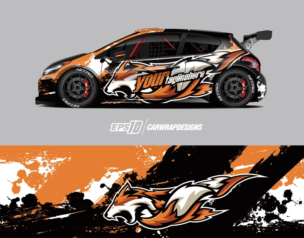 

Tiger Pattern Full Body Vinyl Wrap Modern Design Vector Image Full Wrap Sticker Decorative Car Decal Racing Car Graphic Decal