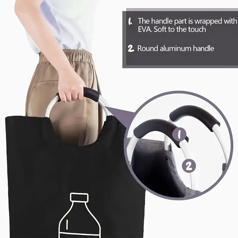 82L Empty Bottle Storage Basket Folding Kitchen Wastewater Bottle Collector Bag With Aluminum Handle Large Capacity Bin