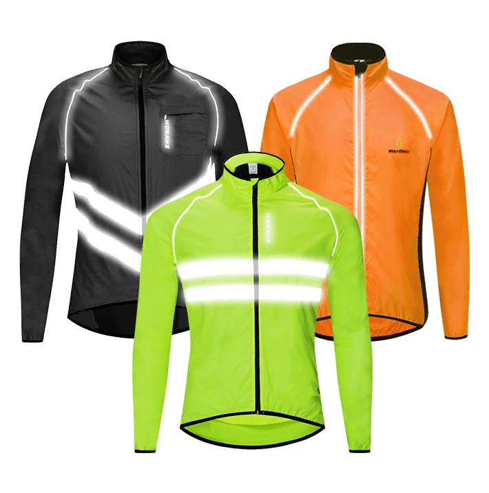 Cycling jacket WOSAWE Men's Windbreaker Windproof waterproof breathable Light weight Reflective Bike riding jacket vest