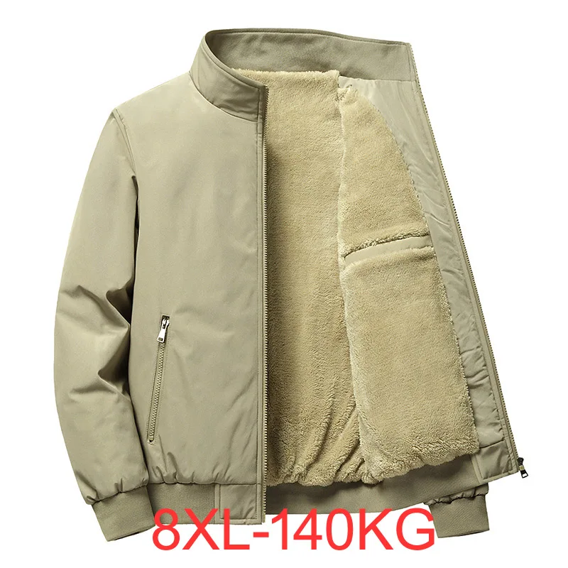 

Fleece Jacket Men Winter Thick Jackets Coats Plus Size 7XL 8XL Solid Color Jacket Fashion Casual Outwear Big Size Coat Warm