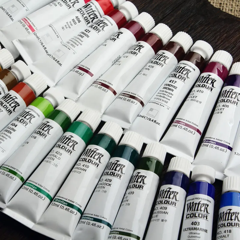 SHINHAN Professional Transparent Watercolor Paint 30 Color 7.5ml Set/20 Color 12ml Set for Artist Drawing Brush Art Supplies
