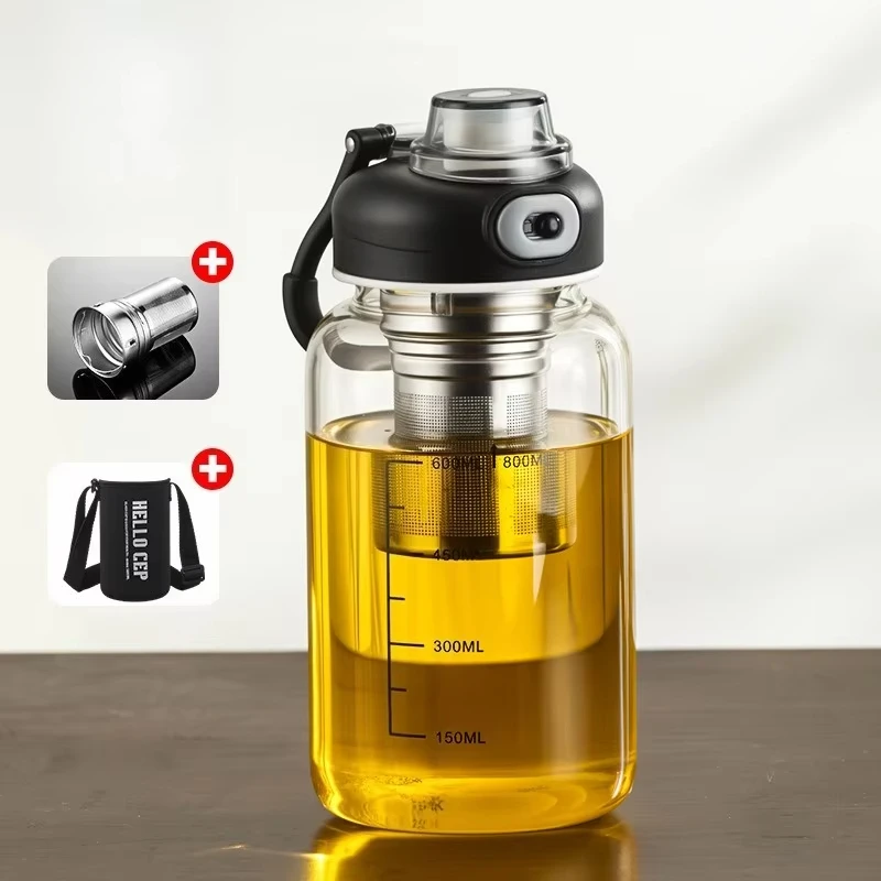 800/2500ml Large Glass Water Bottle with Lock Lid and Direct Drink Spout Reusable Sports Water Bottle for Gym Home Outdoor