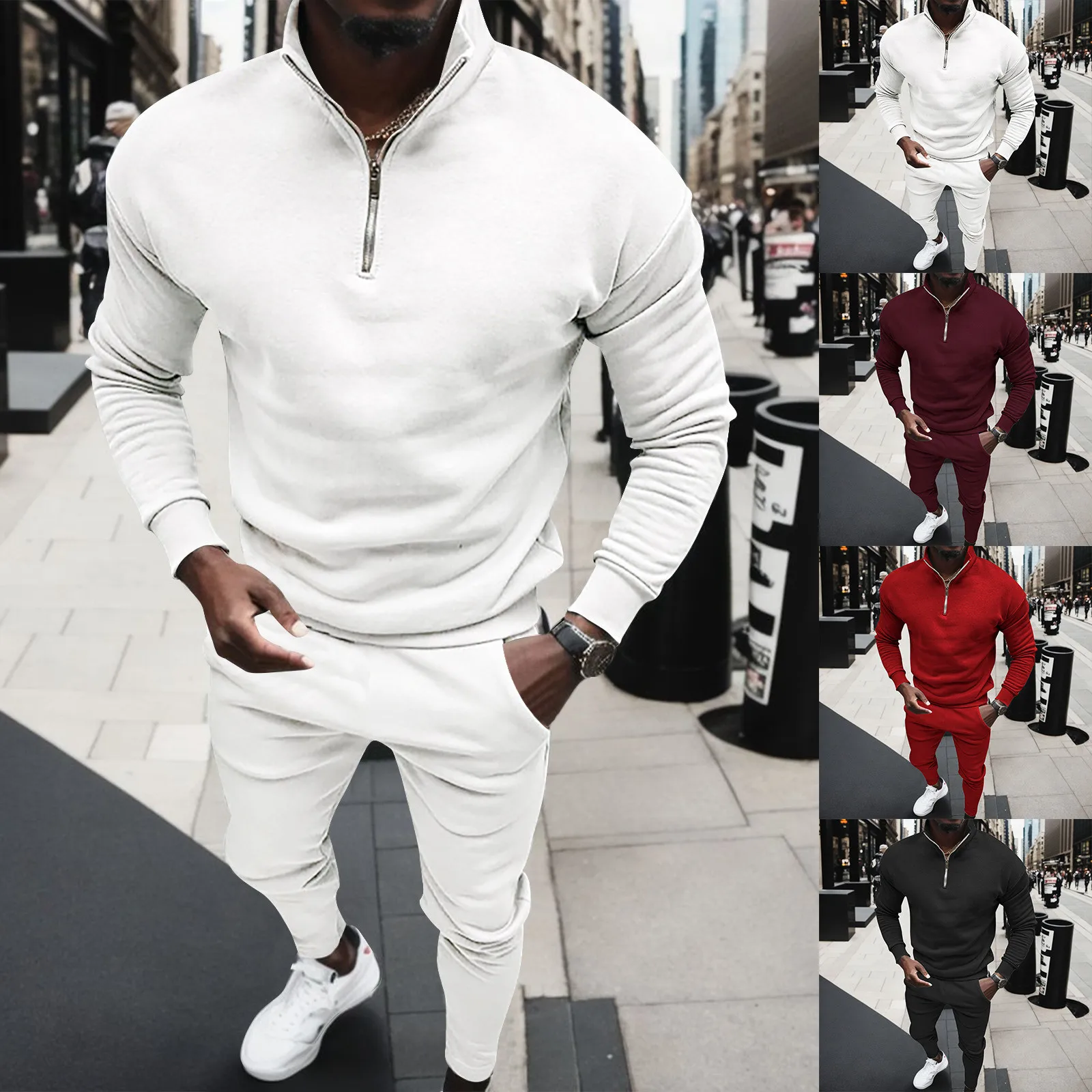 

Tracksuit Men's Sets Sweat Suit Casual Half Zipper Pullover + Pants Two Piece Set Sport Suits Spring and Autumn Men Sportswear
