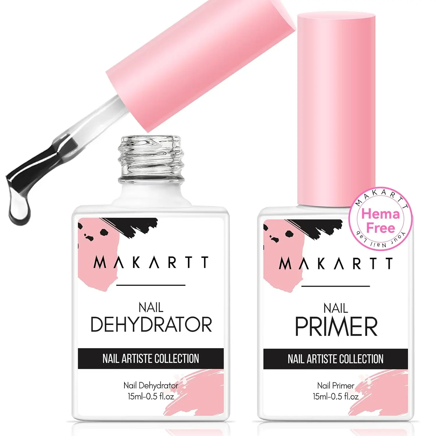 Acid Free Natural Nail Prep Dehydrate Bond Primer Makartt 15ml Gel Nail Polish Dehydrator and Primer Supplies 2Pcs nail primer nail dehydrator nail polish