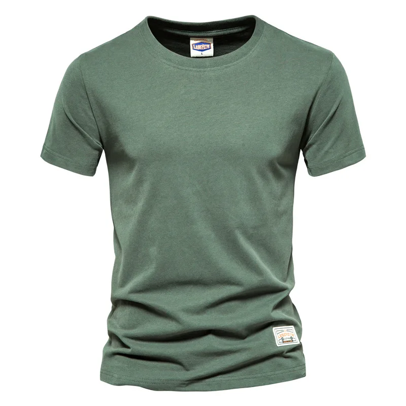 

Summer 2022 New Men's T-shirt Casual Solid Color Men's Round Collar Cotton Short Sleeve T-shirt 9 Colors 5 Sizes