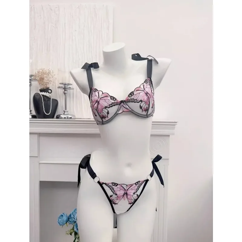 Ensemble de lingerie Reggente Pizzo Francese Farfalla, filet transparent, bretelles élastiques, sans rembourrage, S-XL, neuf et doux
