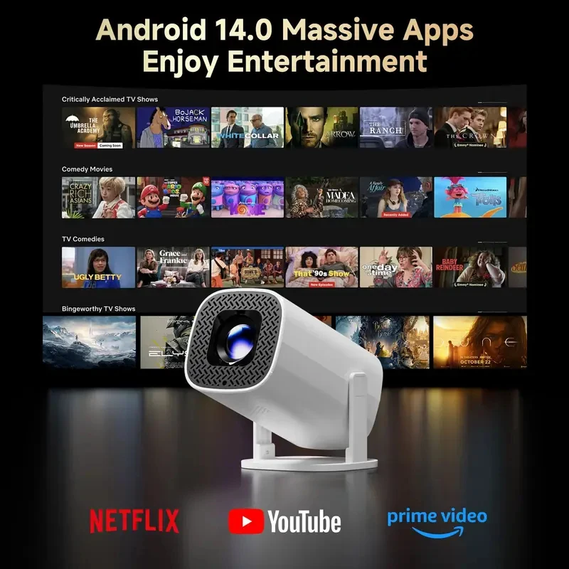 ApexTPP30PRO 안드로이드 14 스마트 미니 프로젝터 WiFi6 BT 5.0 4K 1280 * 720P 지원 스크린 미러링 홈시어터 프로젝터