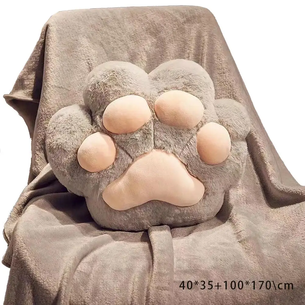 고양이 발 낮잠 담요, 귀여운 이중 목적, 사무용품, 에어 쿠션, 따뜻한 베개, 컨디셔닝, 손 담요, H9U3