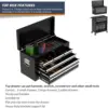 High Capacity Rolling Tool Box, Removable Cabinet Storage Tool Chest with Wheels and Drawers, Detachable Toolbox with Lock for 4