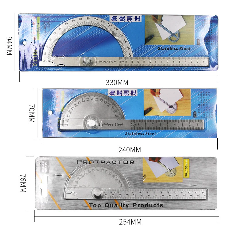 Stainless Steel 180 Degree Protractor Metal Angle Ruler professional Meter Ruler Gauge Finder Goniometer Conveyor Tool 6