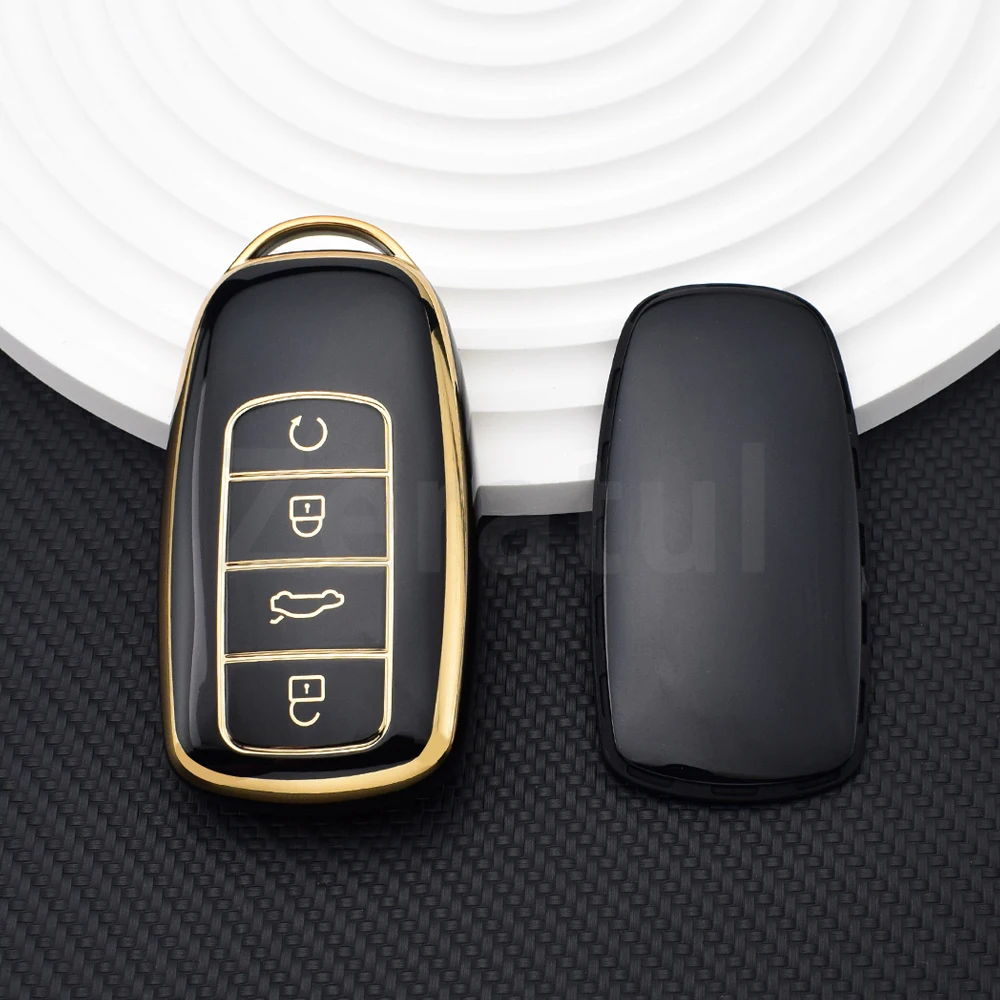 Soft TPU Car Smart Key Case Cover and Keychain Protector - Premium Car Accessories