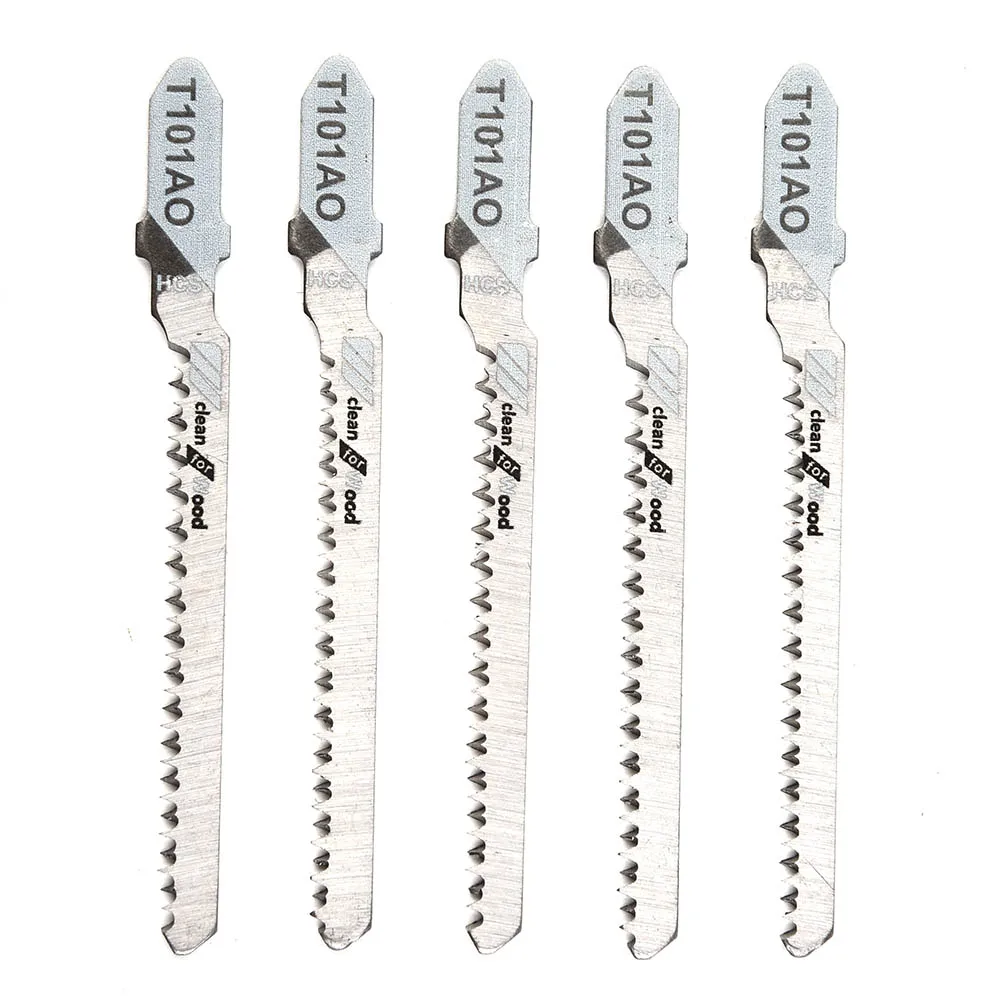 

5pcs Jigsaw Blades Straight Cutting Tools T101AO HCS Steel T-Shank Jig Saw Blades Curve Cutting Tool For Woodworking Tool