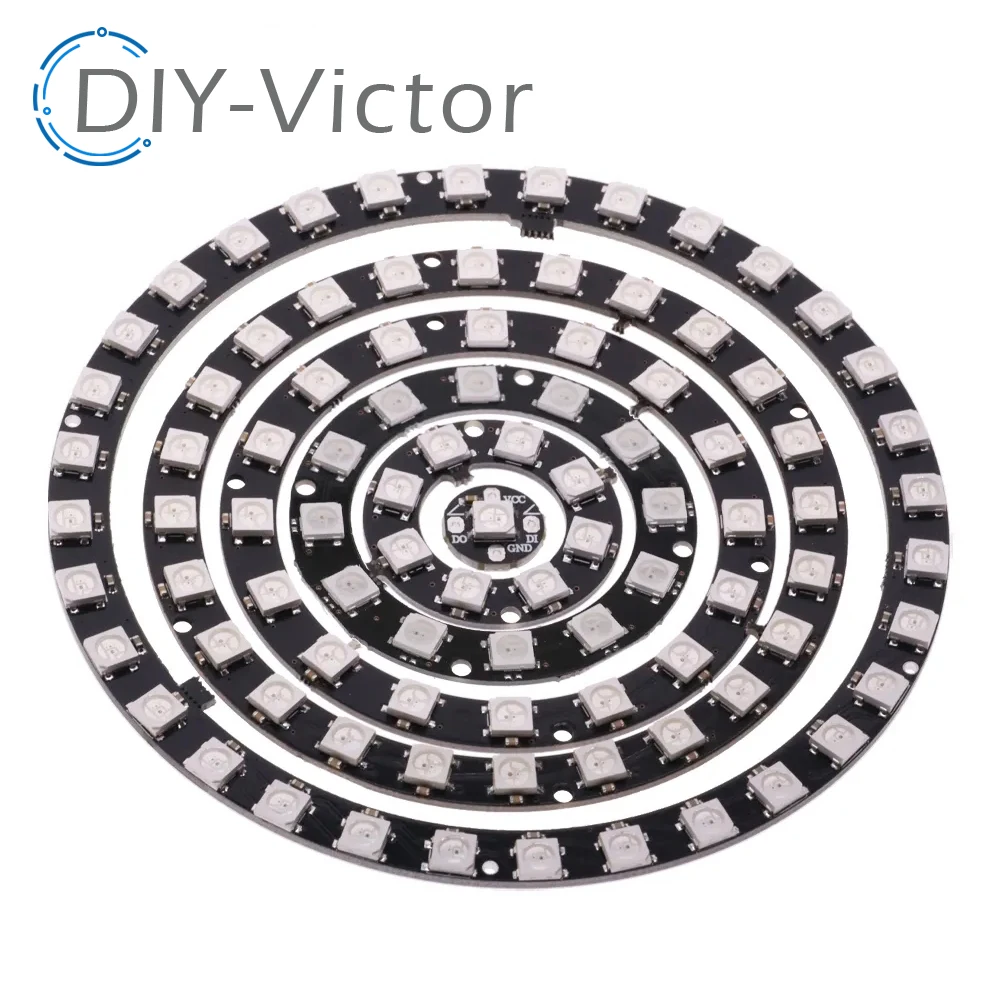 Multi-Bit WS2812 RGB LED Ring with Integrated Driver Controller