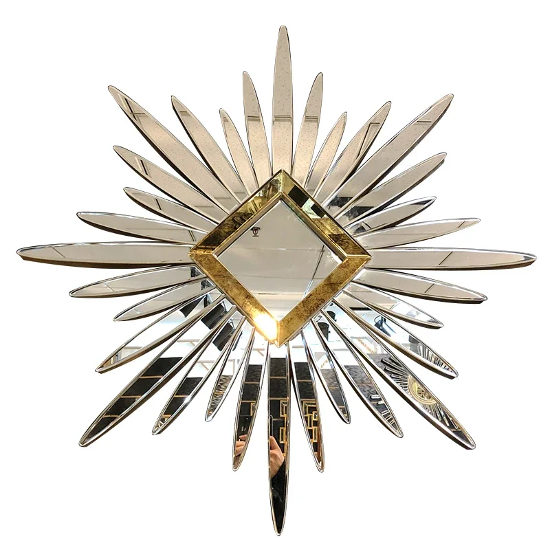 

European-style luxury background wall decoration mirror living room dining room fireplace porch creative wall hanging art