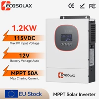 ECGSOLAX Onduleur Solaire Hybride 1.2KW 12V 220V avec Contrôleur de Charge MPPT 50A 80A Tension d'Entrée Maximale PV 115VDC 1