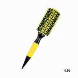 Premium Boar Bristle & Nylon Hair Styling Brush - Round Wooden Handle, Yellow Finish (3816)