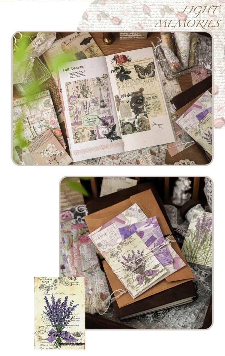 4 stil 100 teile/paket Retro Material Papier Vergangenheit Geschichte Serie Blume Schmetterling Handbuch DIY Basis Literarischen Hintergrund Sammelalbum – Detail 6