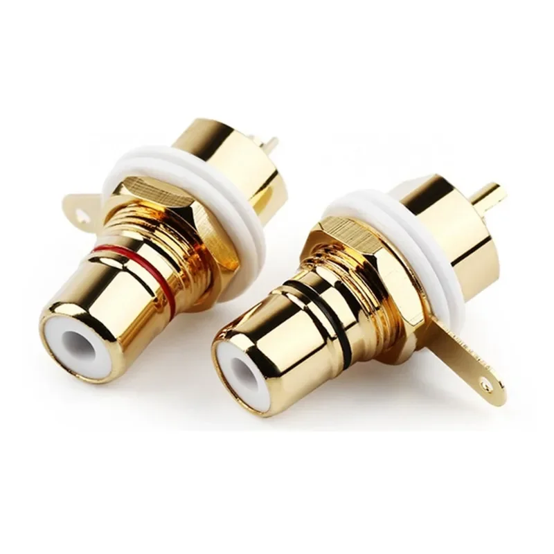 RCA Connector Female Socket Chassis CMC Connectors 28.6mm Audio Jack Bulkhead Red Black Cycle Nut Solder Gold Plated Plug