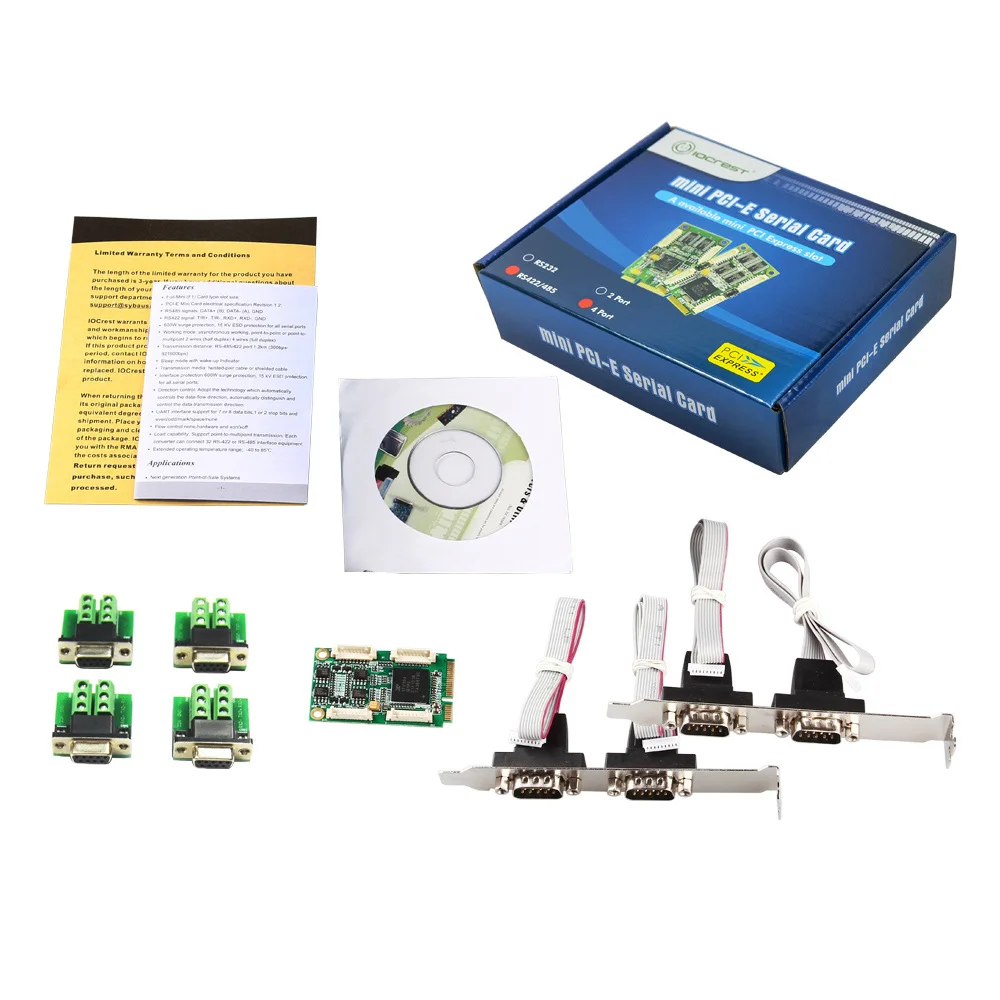 Mini Pcie Portas Rs422 Rs485 Db9 com Meio Tamanho Mini Pci Express Porta Serial Industrial i o Controlador Cartão Exar 17v354 Chip - Imagem 6