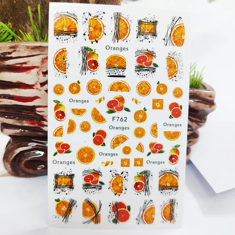 3D Nail Stickers Fruit Cherry Lips Line Lemon Stickers for Nails Self-Adhesive Design Sticker for Manicure Nail Art Decoration
