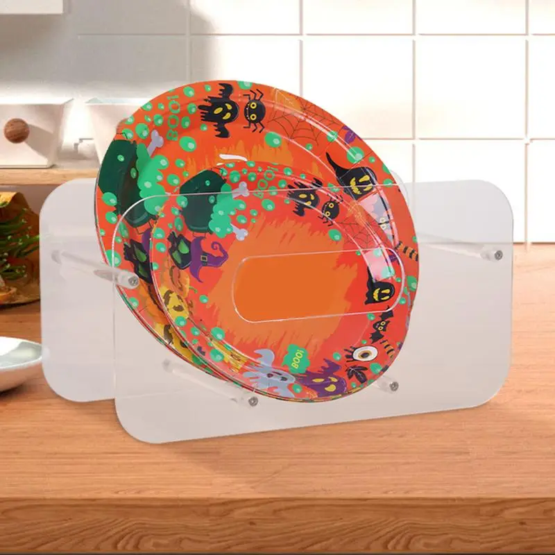 Counter Top Paper Plate Organizer Utensil Organizer 7-12 Inches Acrylic Flatware Dispenser Holder For Kitchen Counter Top