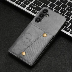 Leather Wallet Case with Car Holder and Card Slot Cover - Galaxy A07 4G (Gray)