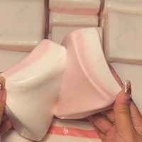 Squishy Double-Sided Sticky Rice Cake Pink Slow Rising Rice Cake Squishy Slow Rebound Cake Bread Stress Release Hand Relax Gift 1
