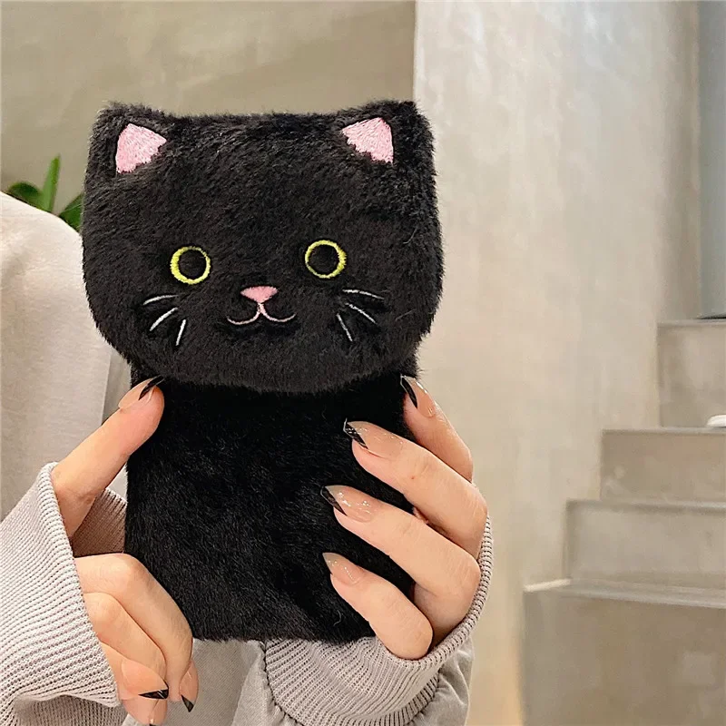 Plush Soft 3D Embroidery Cat Phone Case with Stand