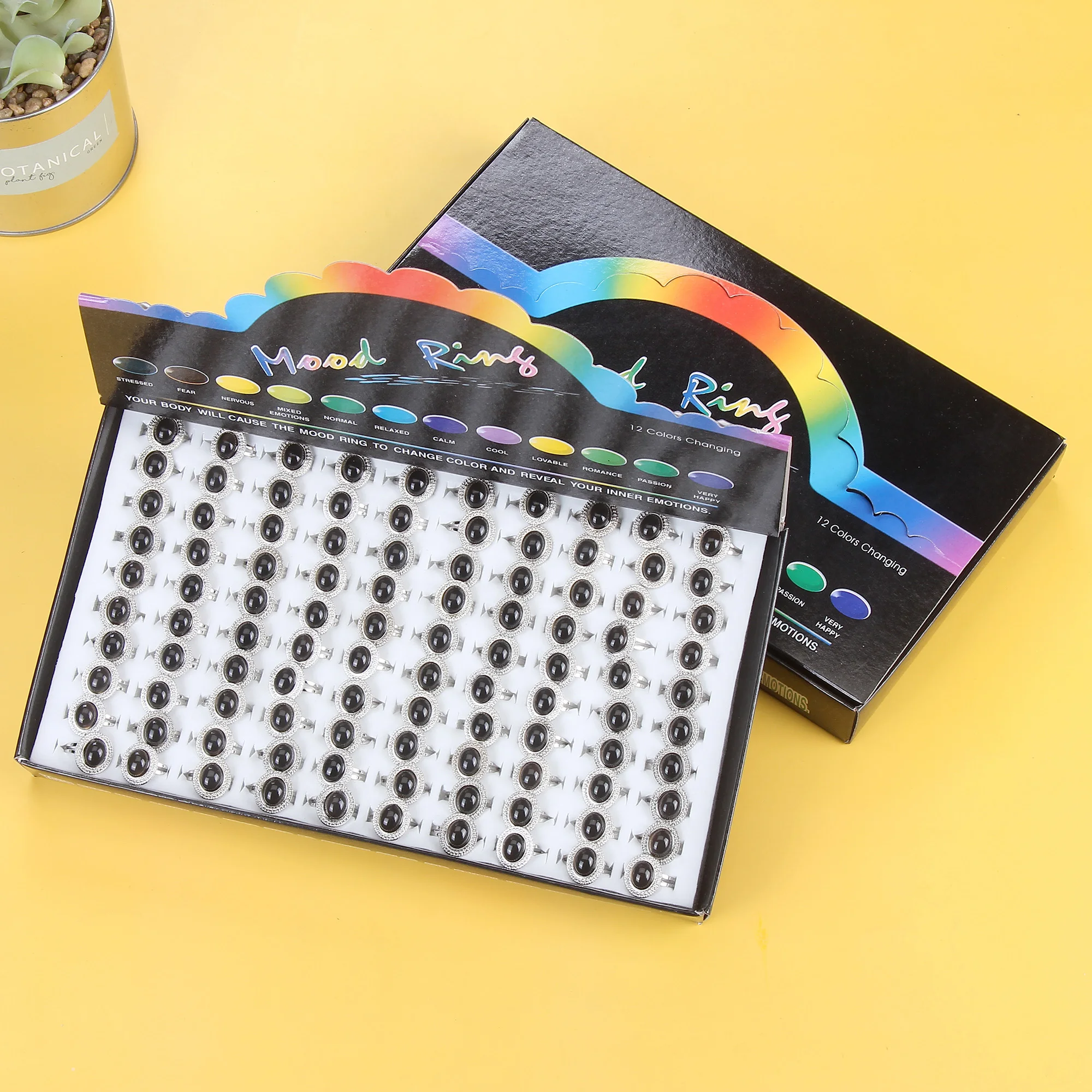 100 Pcs/set Mood Rings Temperature Change Color Emotion Feeling For