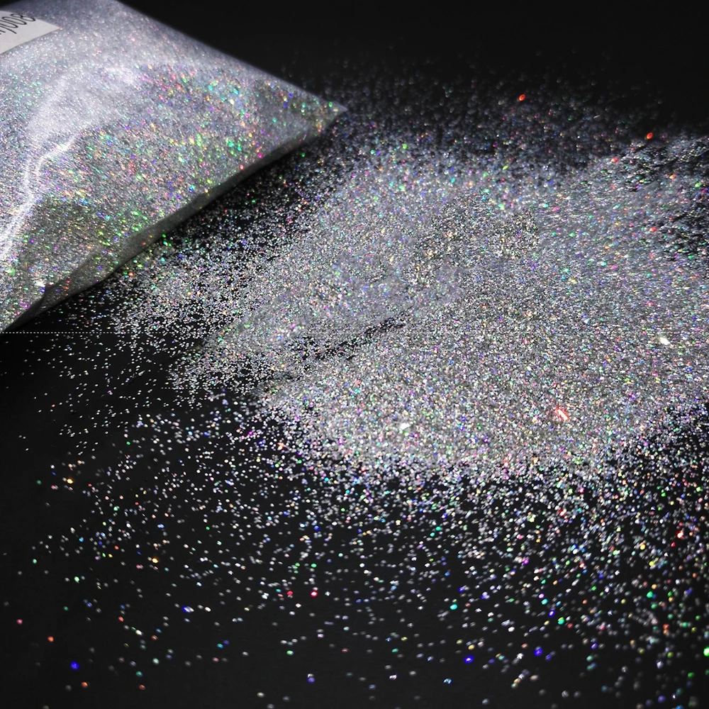 Nail Powder Nail Glitter Nail Decoration 50g 0.2MM ( 1/128") 008inch Nail Glitter Holographic Colorful Fine Nail Art Glitter Dust Powder For Decoration Bulk