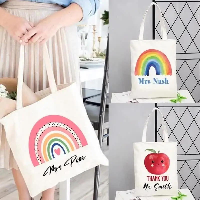 Paterr 20 Pezzi Borse Regalo Per Insegnanti – Set Di 10 Tote Bag In Tela Arcobaleno + 10 Beauty Case Con Cerniera, Per Ringraziamento E Fine Anno - 6