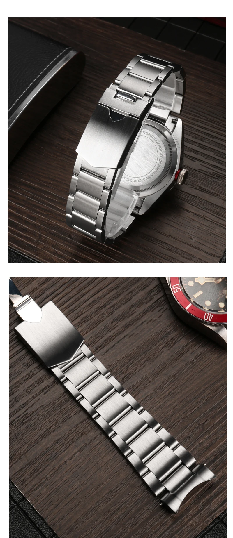 22mm Solid Stainless Steel Watchband For Tudor Black-Bay 79230 79730 Heritage Chrono Watch Strap Wrist Bracelet On No Rivet