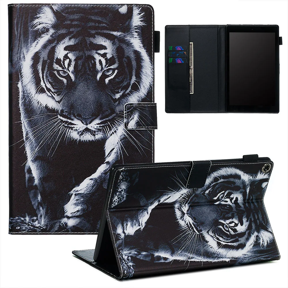 Colorful Painting Leather Smart Cover for Amazon Fire HD 10/Kindle 658/Paperwhite Wake Up & Sleep Magnetic Clasp Cartoon Case