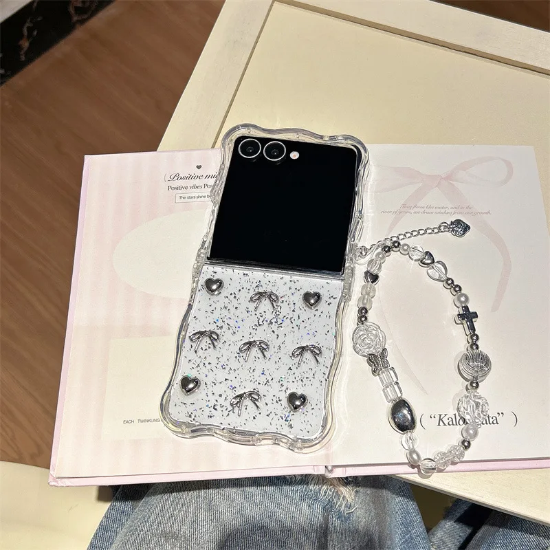 Luxury Glitter 3D Love Heart Bowknot Phone Case with Lanyard - Shockproof Cover