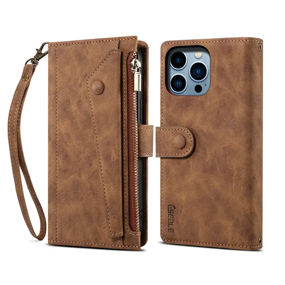 Zipper Wallet Leather Crossbody Phone Flip Cover Case