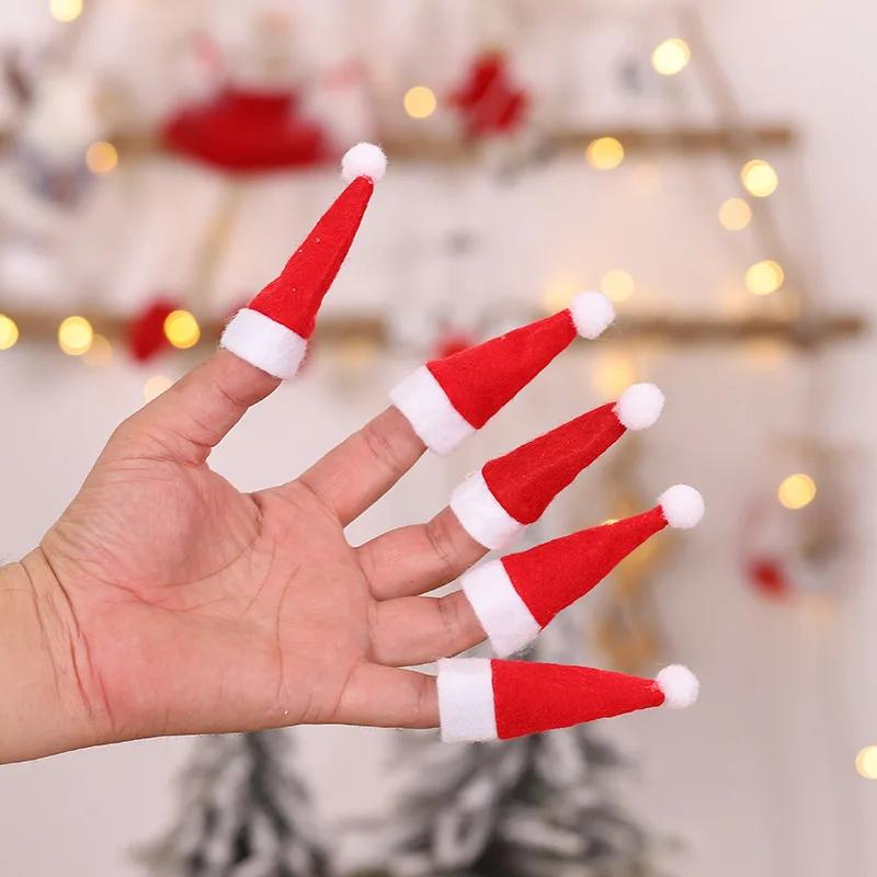 Christmas Beanie Hat 10PCS New Year MINI Christmas Hat Christmas Decorations lollipop Hat Non-woven Small hat